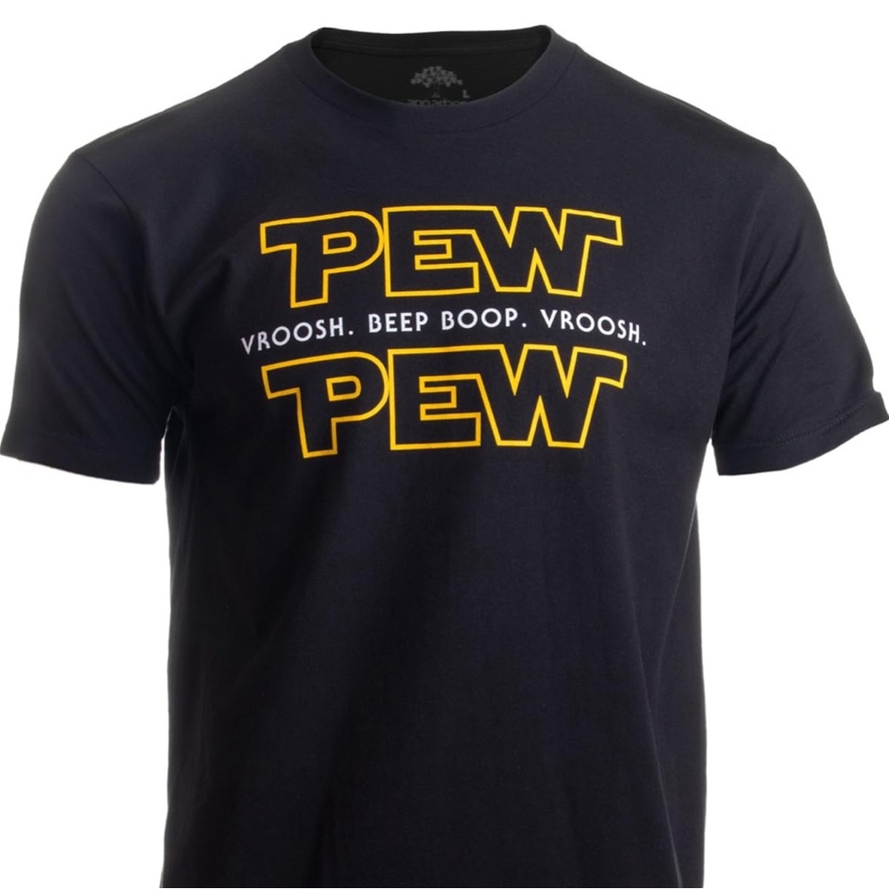 Men’s PEW PEW Star Wars Funny Sci-Fi Graphic T-Shirt size Small - Picture 2 of 6